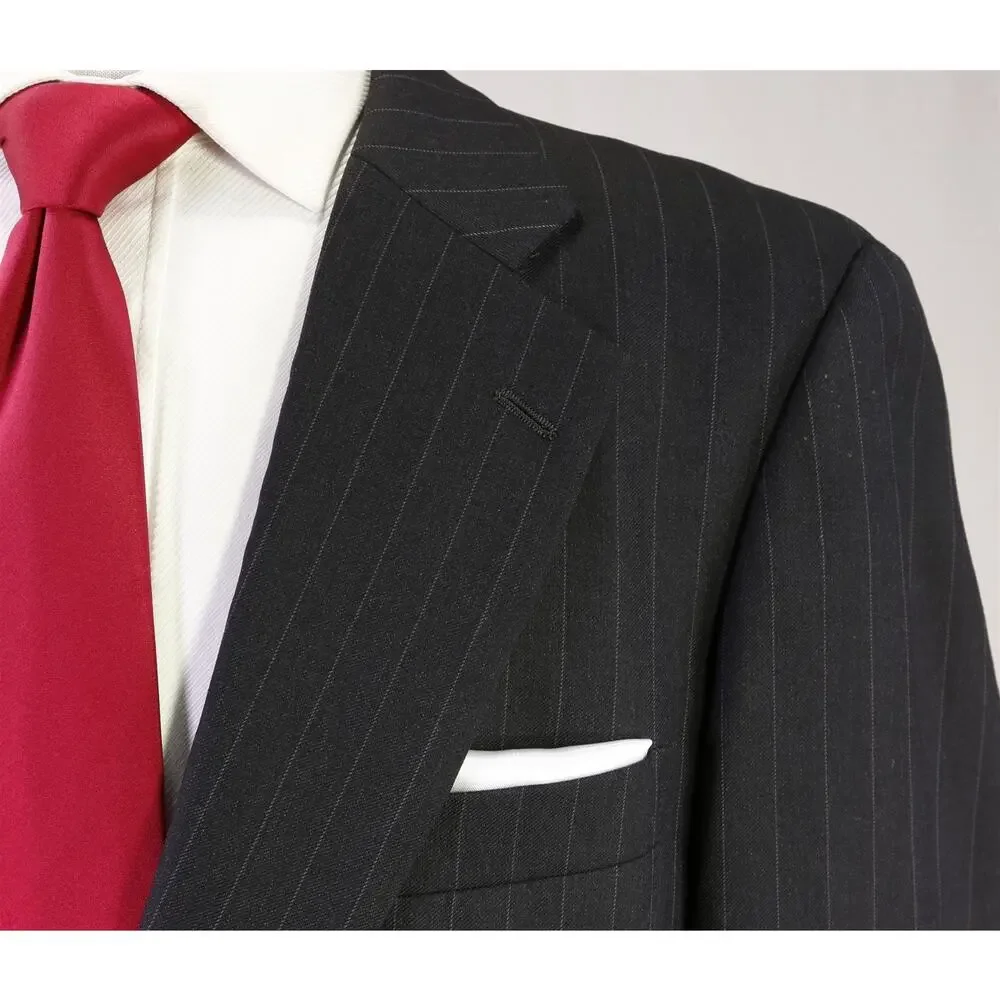 Paul Stuart Charcoal Gray Chalkstripe Pinstripe 2-Btn Wool Suit 42R